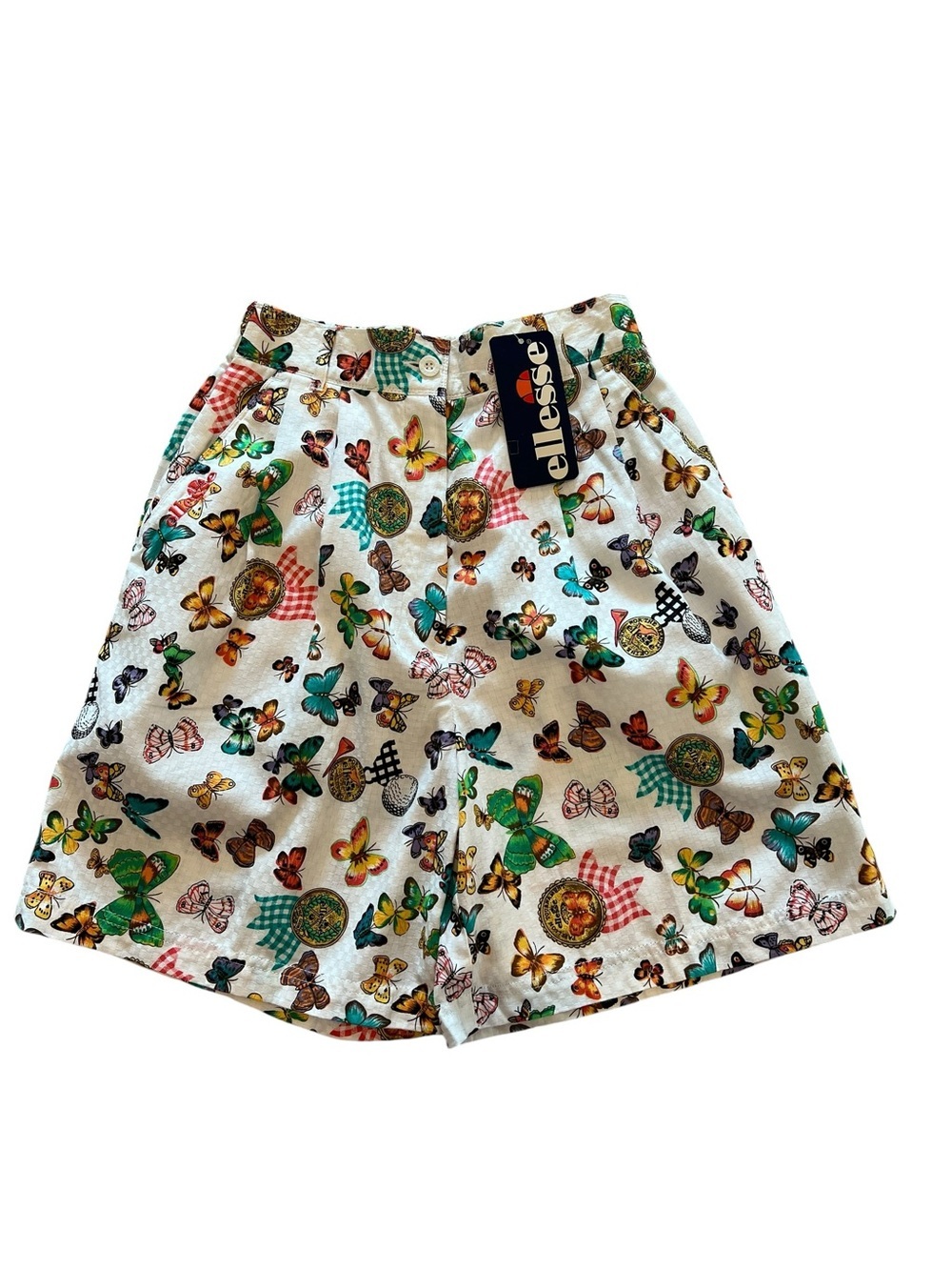 Vintage Ellesse Butterfly & Golf Print Jort Short 100% Cotton-Tagged 38,Fits 2–4